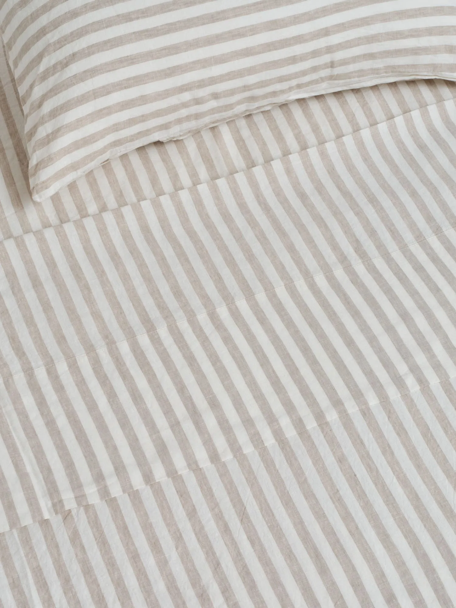 100% Linen Sheet Set in Wide Natural Stripes