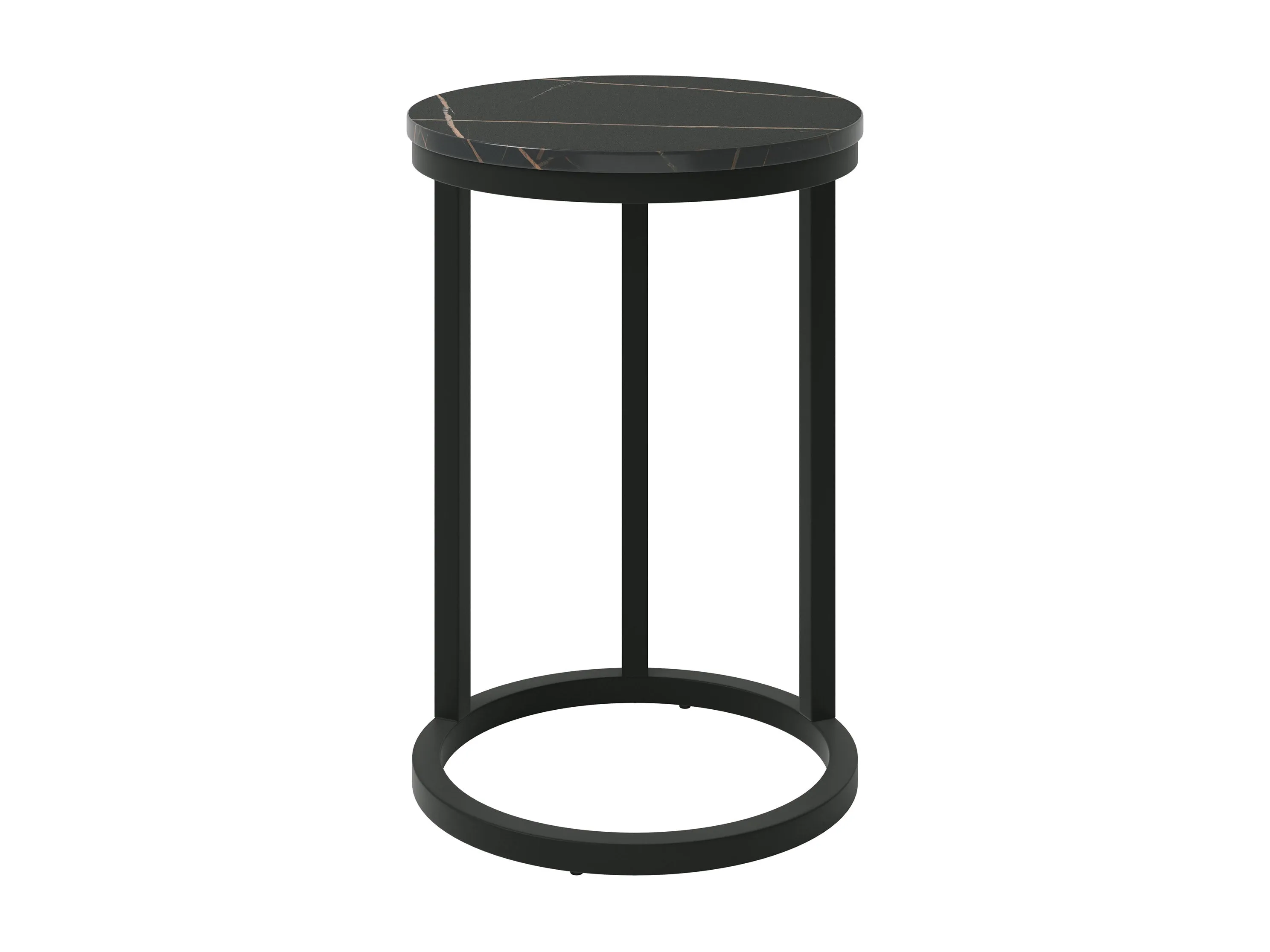 Black Marble Round Side Table