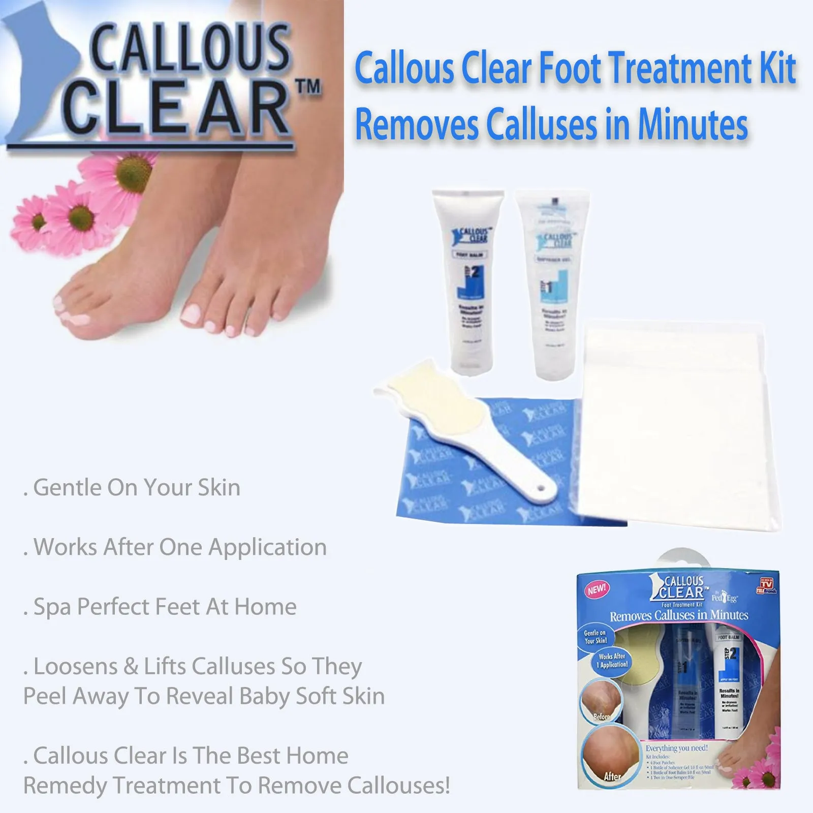 Callous Clear Foot Treatment Kit - Removes Calluses in Minutes