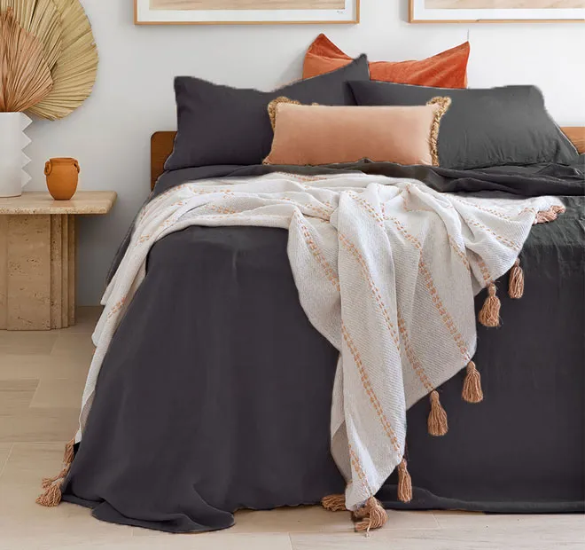 French Linen Mega Sheet Set Range Charcoal