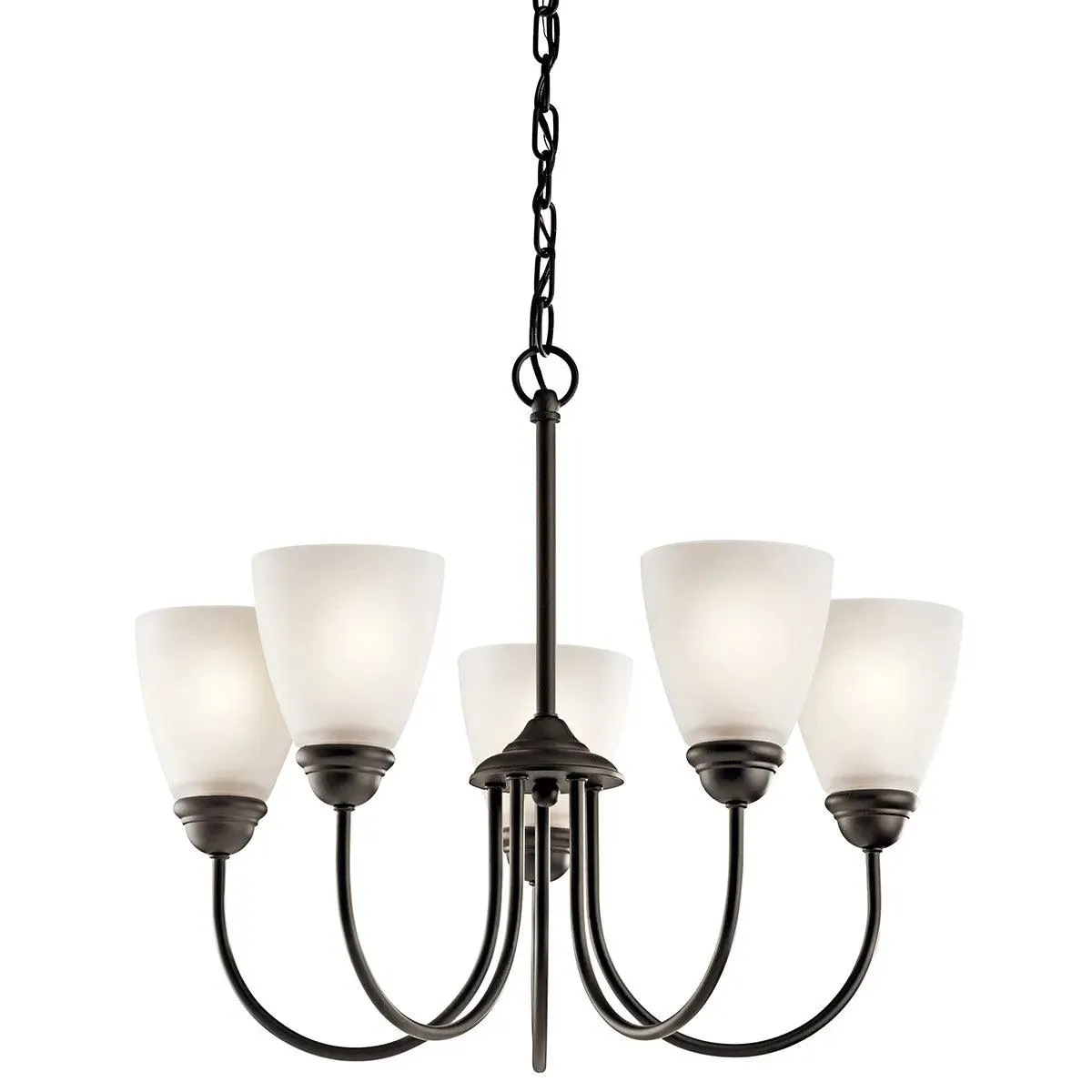 Jolie 22" 5-Light Chandelier 1-Tier with Satin etched cased opal glass, Olde bronze Finish