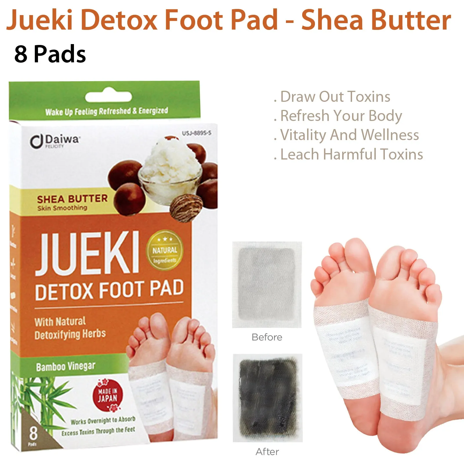 Jueki Detox Foot Pad - Shea Butter - 8 Pads