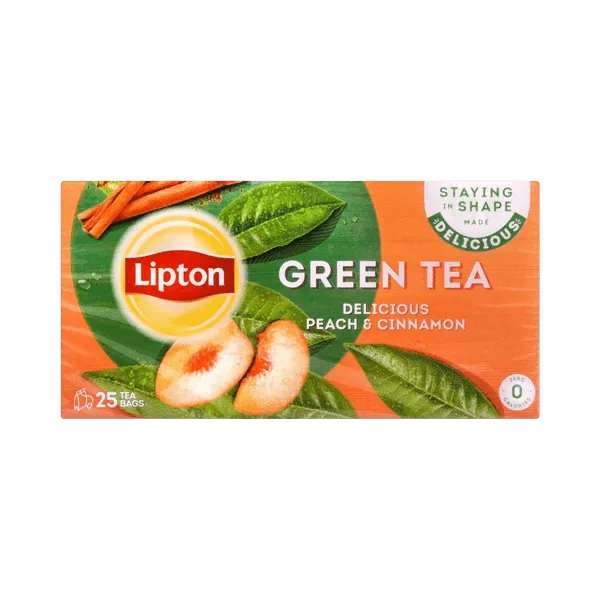 LIPTON GREEN TEA PEACH & CINNAMON 25 TEA BAGS