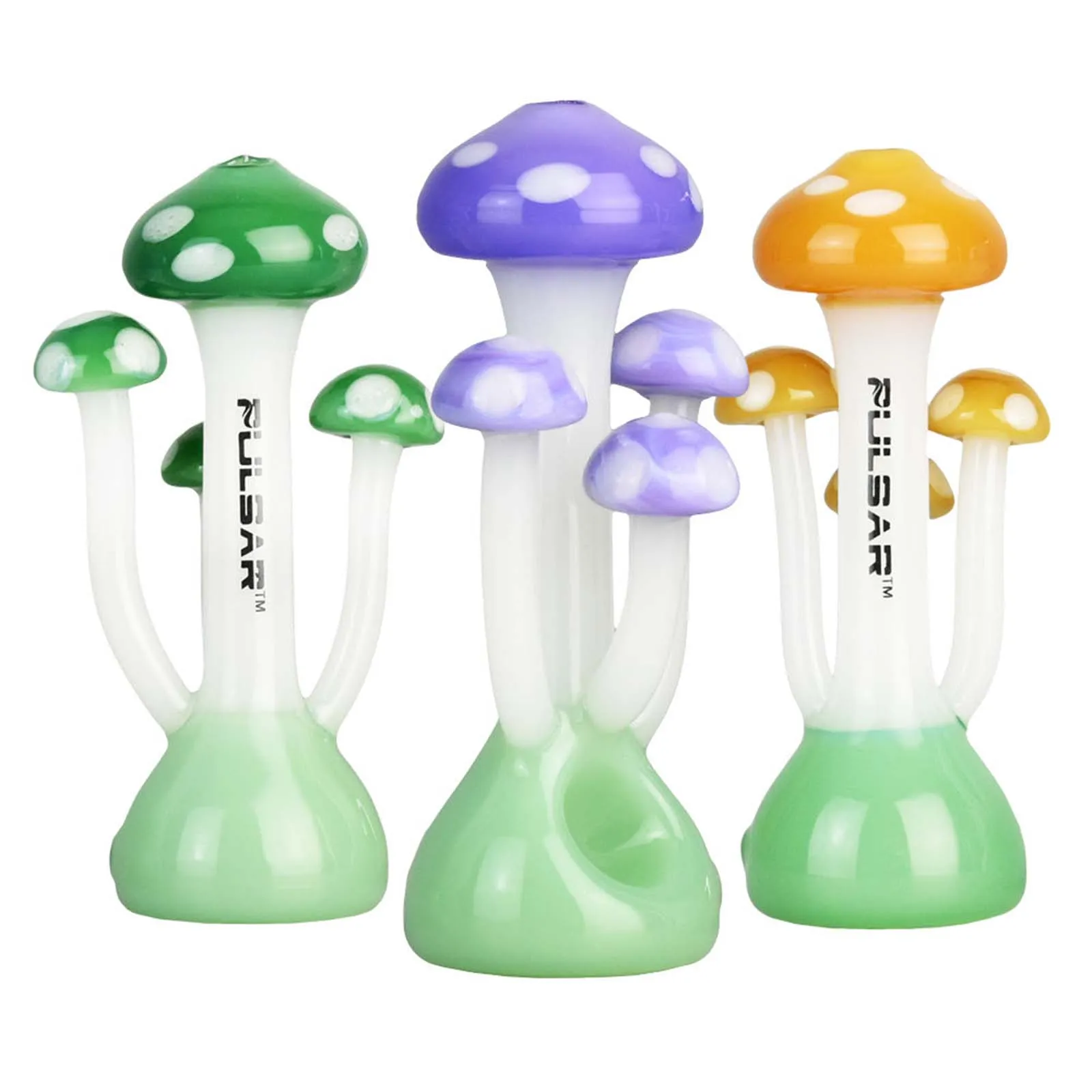 Mushroom Family Glass Hand Pipe