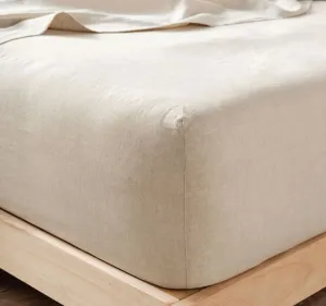 Nimes Linen Mega Fitted Sheet Range Natural