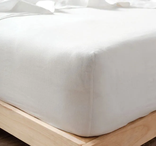 Nimes Linen Mega Fitted Sheet Range White