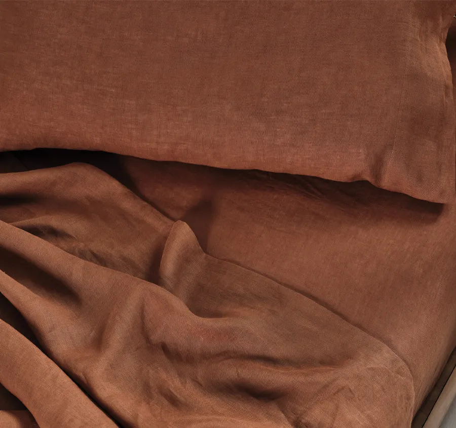 Nimes Linen Mega Sheet Set Range Cinnamon