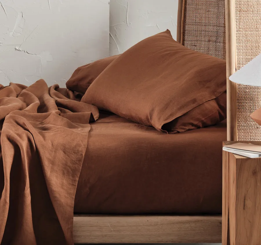 Nimes Linen Mega Sheet Set Range Cinnamon