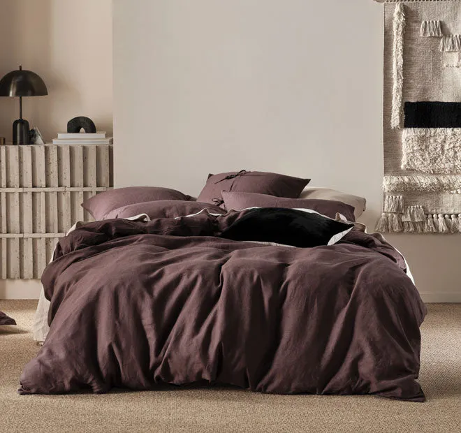 Nimes Linen Quilt Cover Set Range Espresso