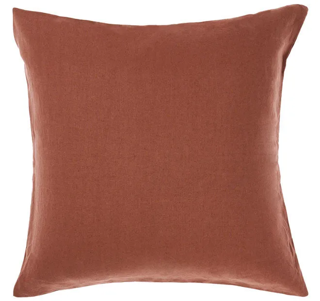 Nimes Rust Linen European Pillowcase by Linen House