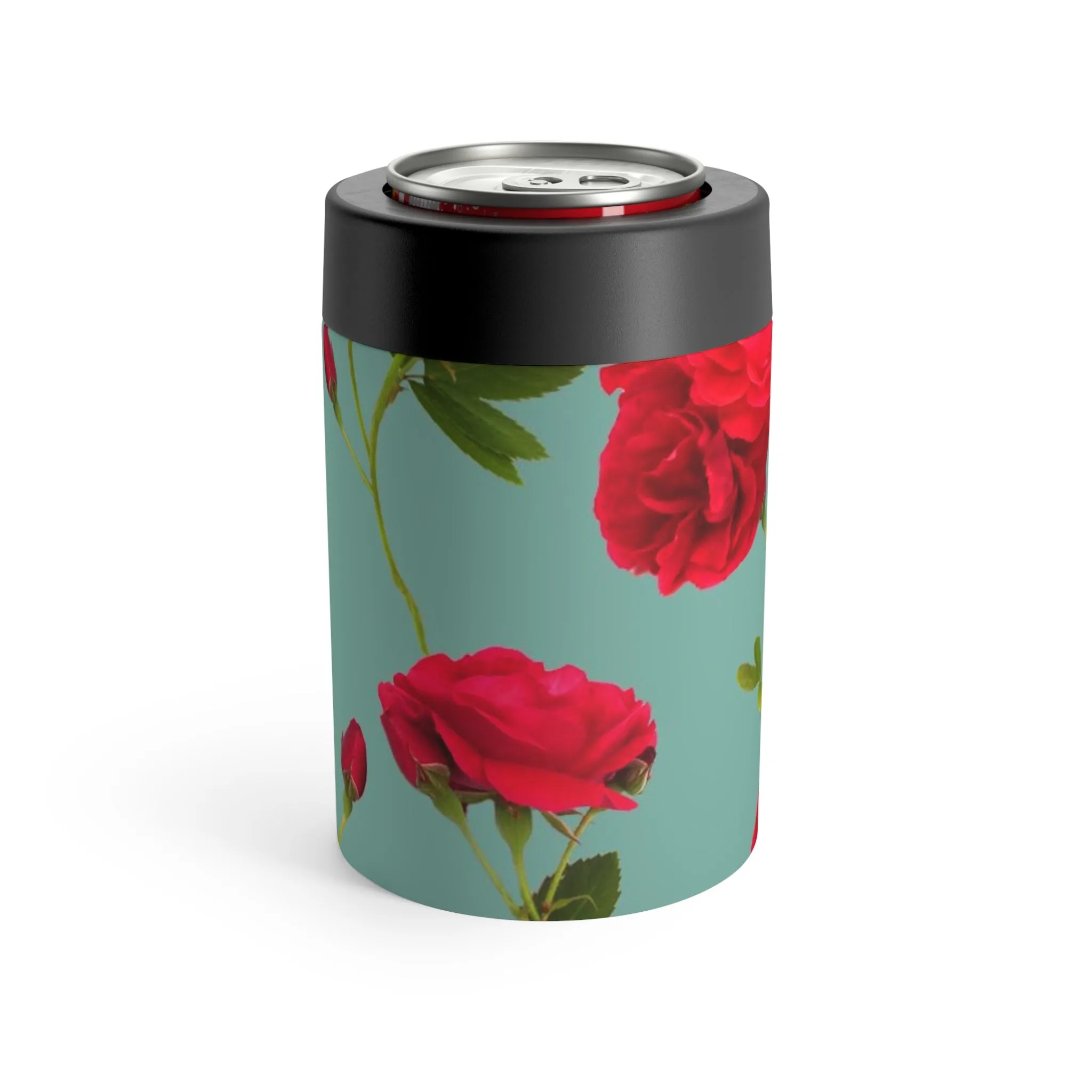 Red Flowers and blue - Inovax Can Holder