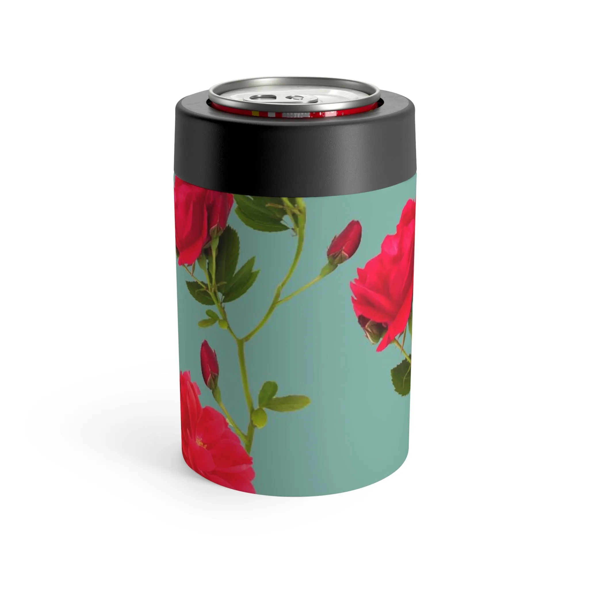 Red Flowers and blue - Inovax Can Holder