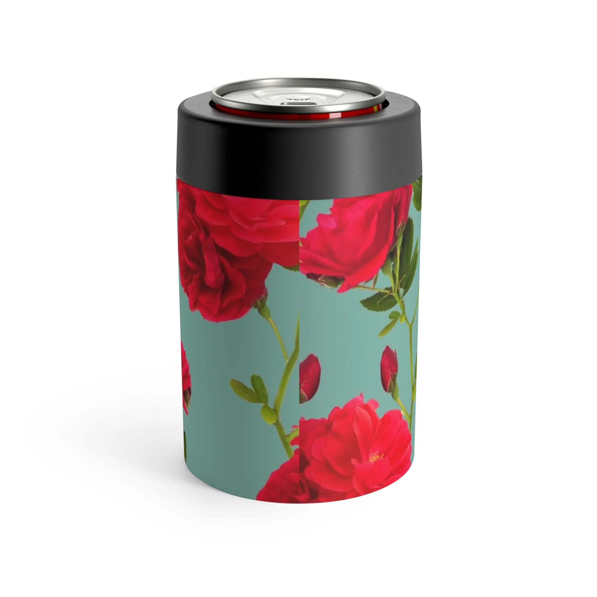 Red Flowers and blue - Inovax Can Holder