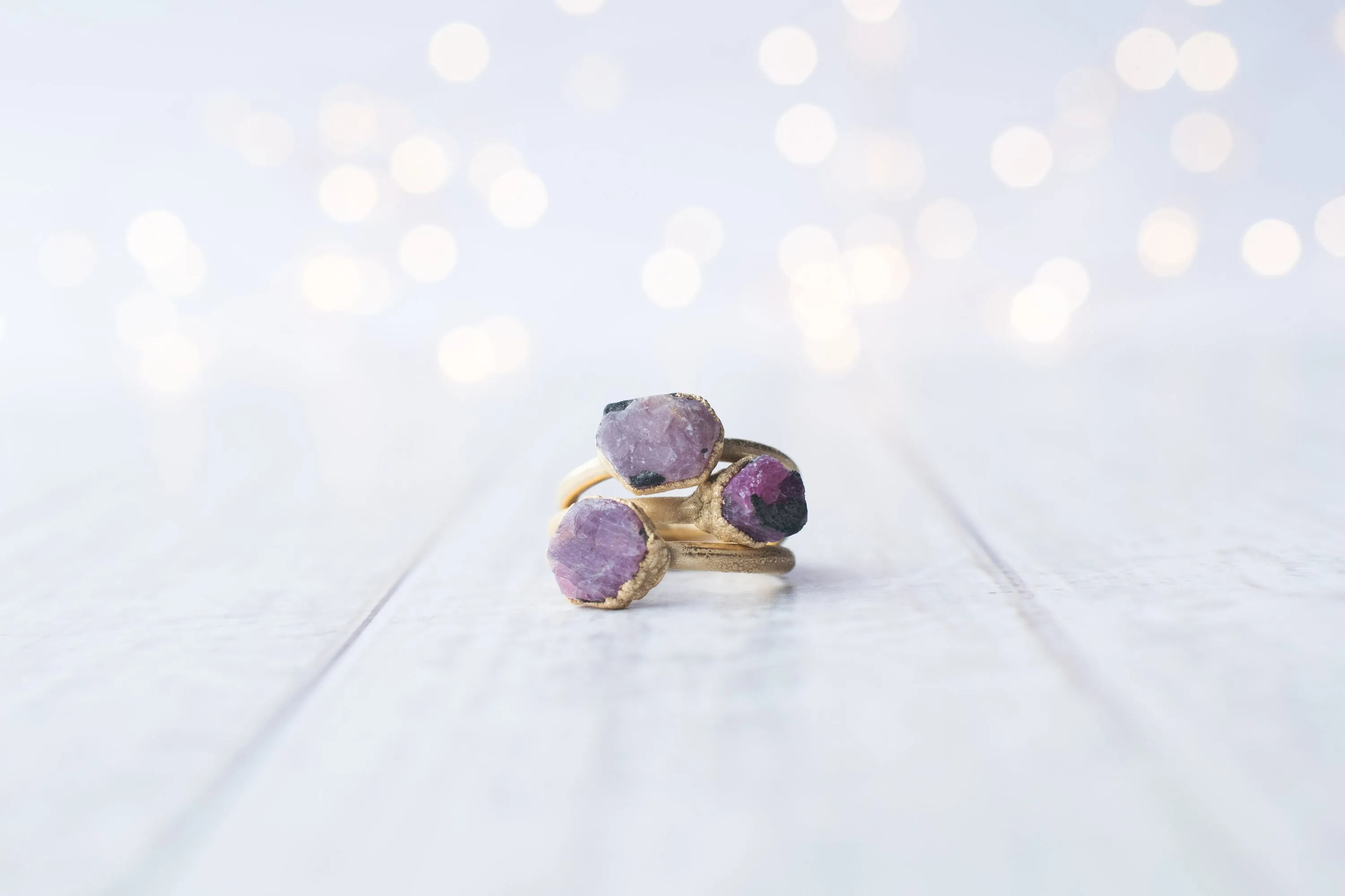 SALE Gold Ruby ring | Red ruby crystal ring