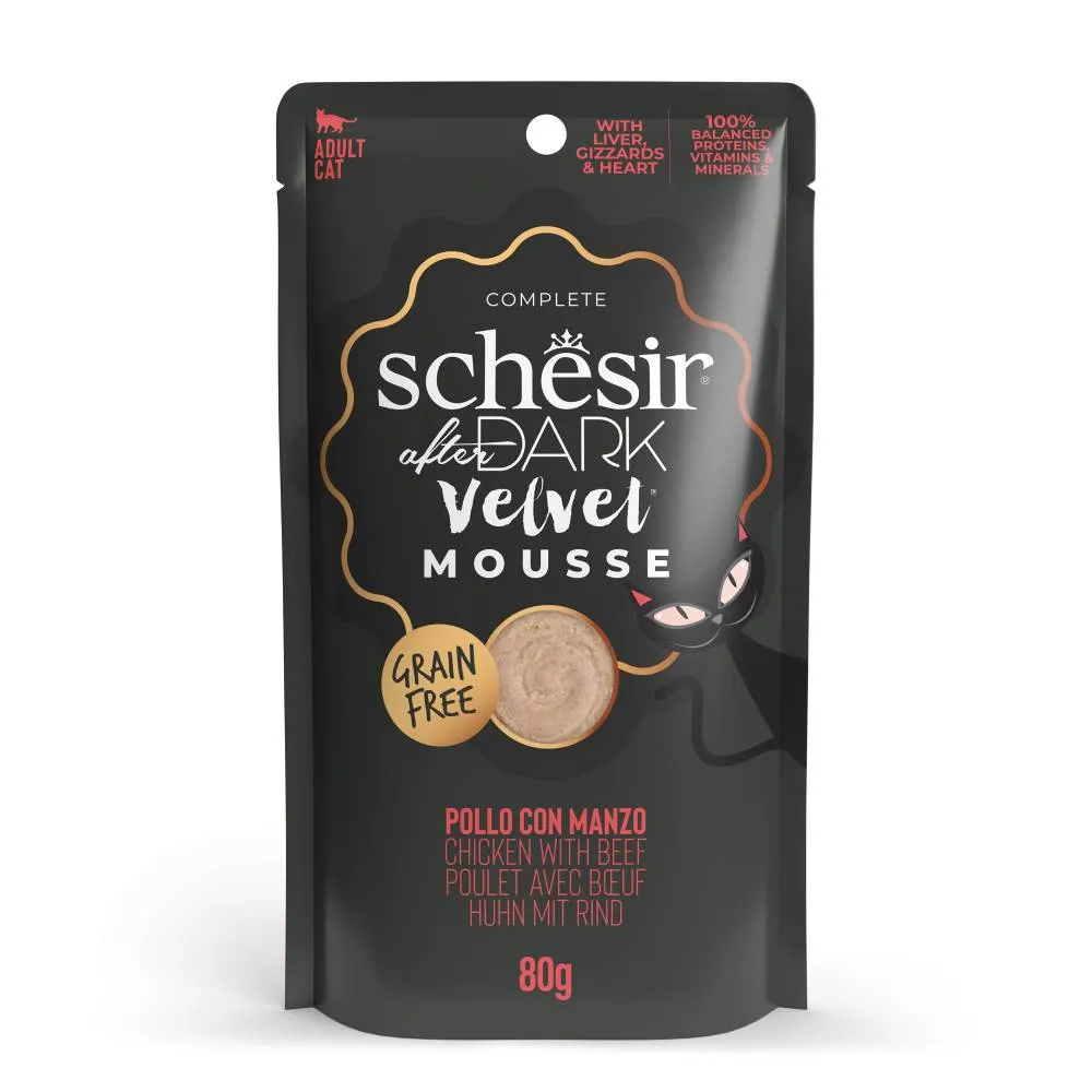 Schesir Cat Pouch After Dark Velvet Mousse Chicken With Beef 80g