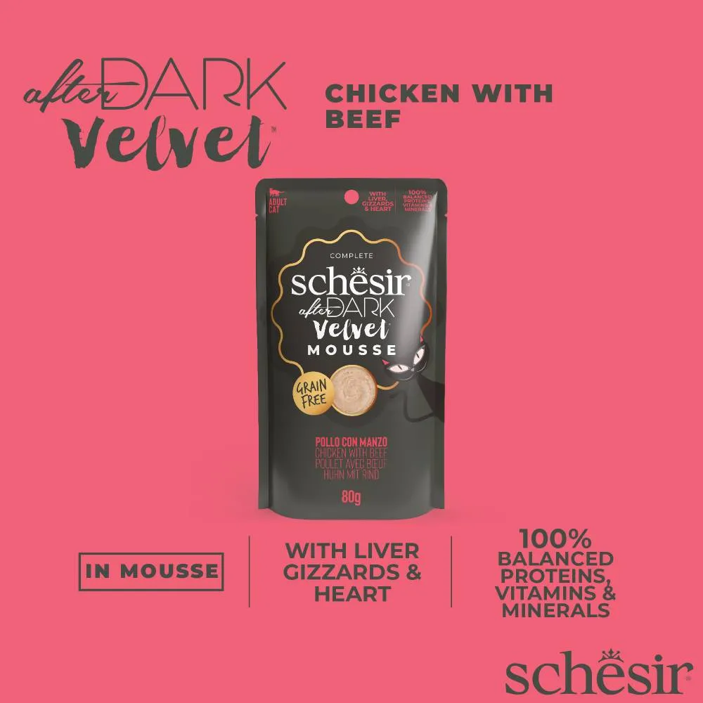 Schesir Cat Pouch After Dark Velvet Mousse Chicken With Beef 80g