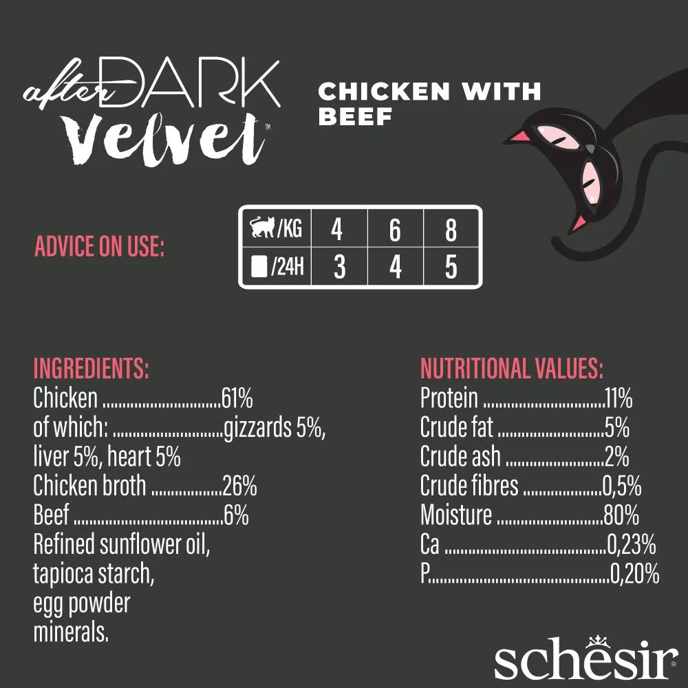 Schesir Cat Pouch After Dark Velvet Mousse Chicken With Beef 80g