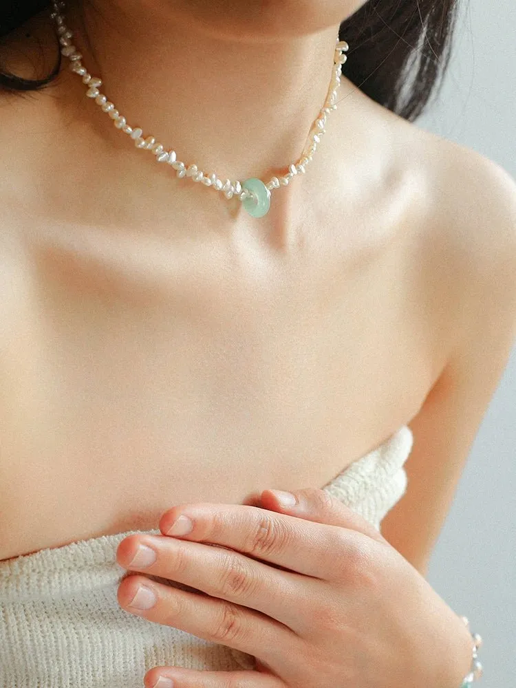 Summer Stream Aventurine Pearl Necklace