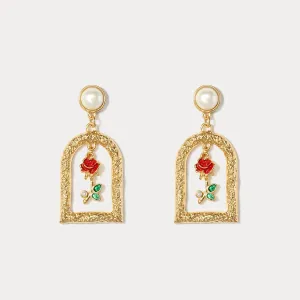 Vintage Garden Rose Earrings