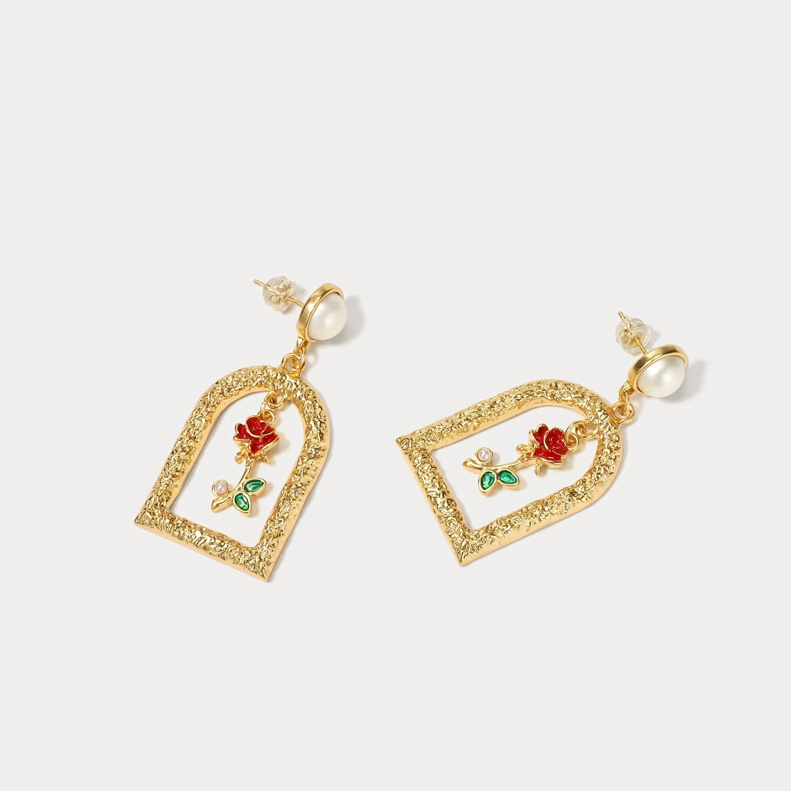 Vintage Garden Rose Earrings