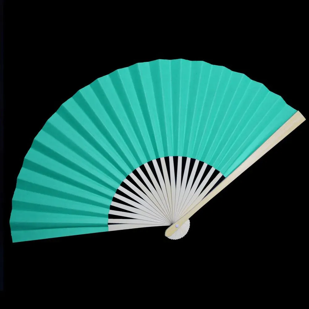 Water Blue Paper Folding Fan (10 pack)